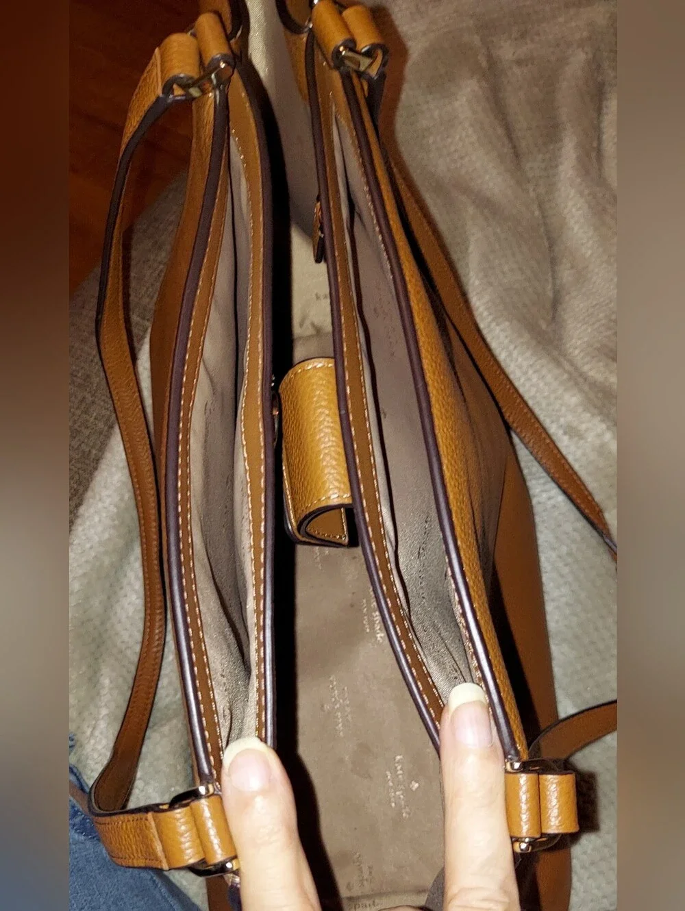 Kate Spade Tan Leather Laptop Tote Bag